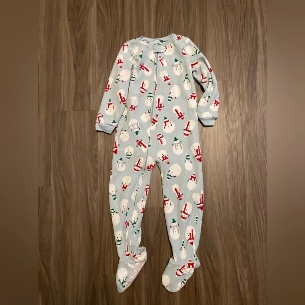 Carters Cozy Snowman Kids One Piece Pajama - Blue size 5T